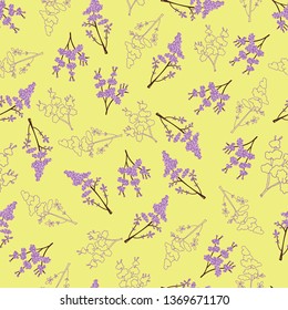 Cute Lavender Flowers Vector Seamless Pattern