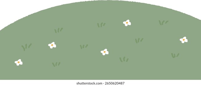 Ilustração de gramado bonito com flores