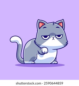 Cute Lazy Cat Cartoon Vector Icon Illustration. Animal Nature Icon Concept Isolated Premium Vector. Flat Cartoon Style