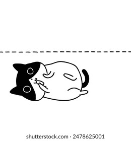 cute lazy cat kitten vector art illustration