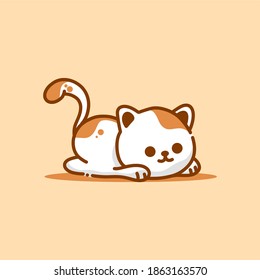 Cute lazy cat, simple flat vector illustration