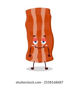 cute lazy expression of bacon cartoon character
