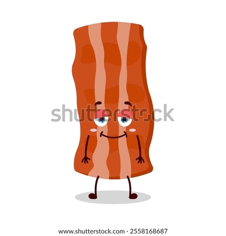 cute lazy expression of bacon cartoon character
