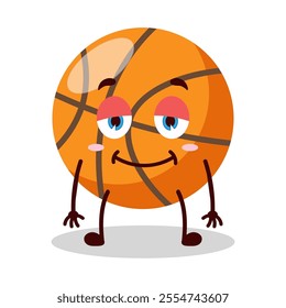 cute lazy expression of basket ball cartoon character