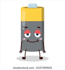 cute lazy expression of battery character