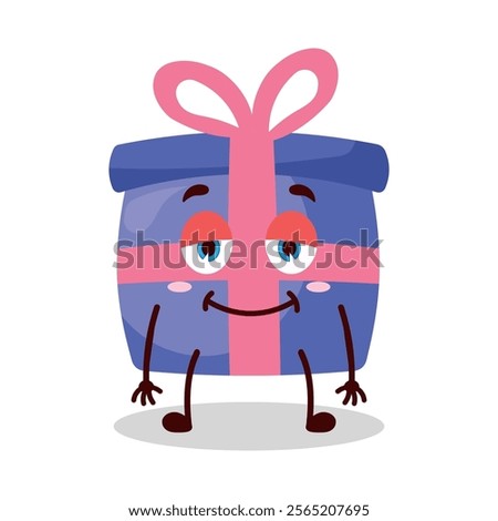 cute lazy expression of blue gift box cartoon character
