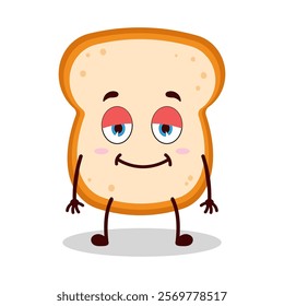 cute lazy expression of bread cartoon character
