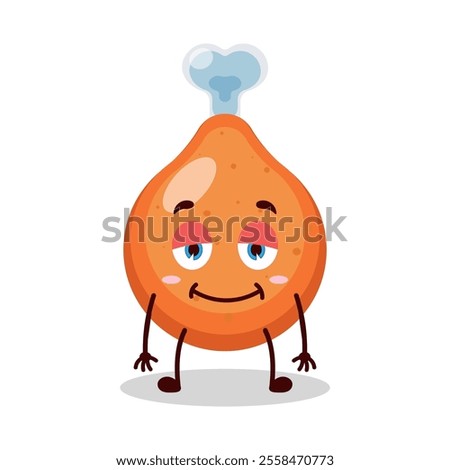 cute lazy expression of chicken drumstick cartoon character
