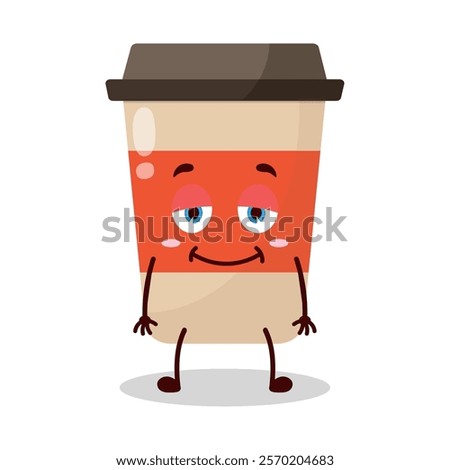 cute lazy expression of coffee cup cartoon character

