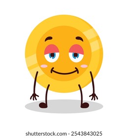 cute lazy expression of coin cartoon character