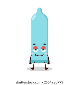 cute lazy expression of condom character
