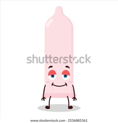 cute lazy expression of condom character