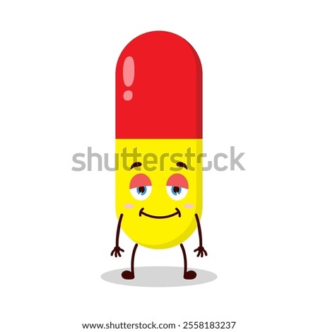 cute lazy expression of drug capsule cartoon character
