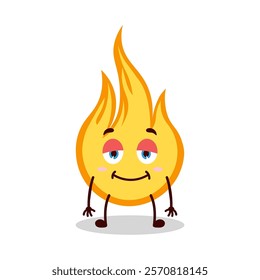 cute lazy expression of fire cartoon character
