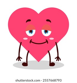 cute lazy expression of heart cartoon character