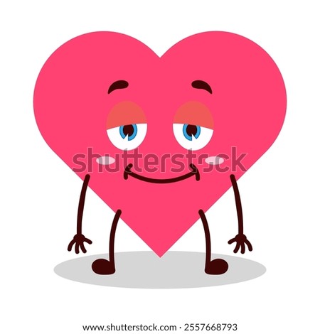 cute lazy expression of heart cartoon character