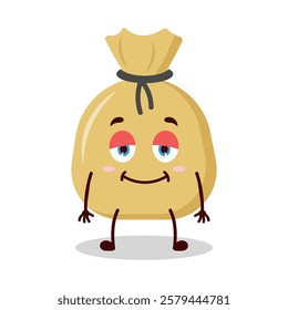 cute lazy expression of money bag cartoon character
