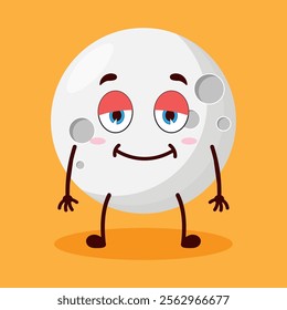 cute lazy expression of moon cartoon character
