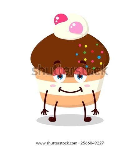 cute lazy expression of muffin character
