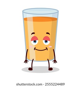 cute lazy expression of orange juice cartoon character