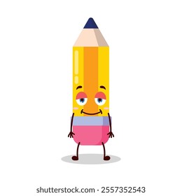 cute lazy expression of pencil cartoon character