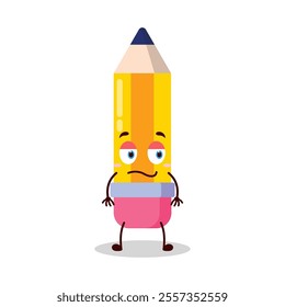 cute lazy expression of pencil cartoon character