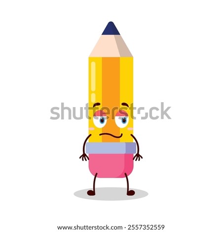 cute lazy expression of pencil cartoon character