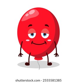 cute lazy expression of red balloon cartoon character