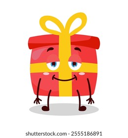 cute lazy expression of red gift box cartoon character