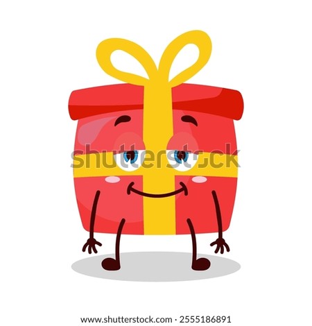cute lazy expression of red gift box cartoon character