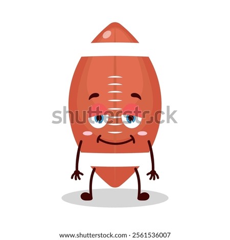 cute lazy expression of rugby ball cartoon character
