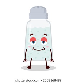 cute lazy expression of salt cartoon character
