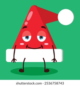 cute lazy expression of Santa Clause hat character