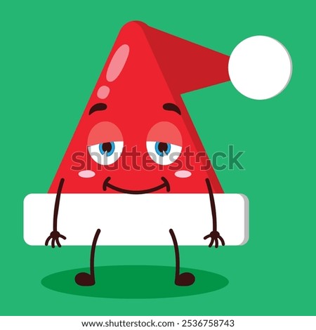 cute lazy expression of Santa Clause hat character