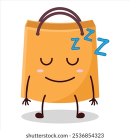 cute lazy expression of shopping bag character