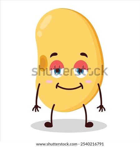 cute lazy expression of soy bean character