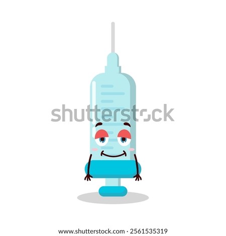 cute lazy expression of syringe cartoon character
