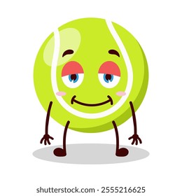 cute lazy expression of tennis ball character