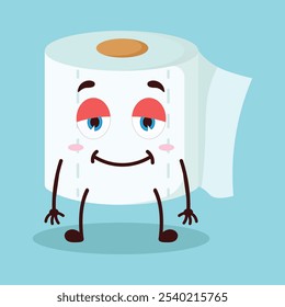 cute lazy expression of toilet paper character