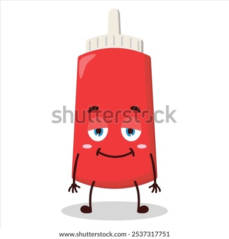 cute lazy expression of tomato sauce bottle character
