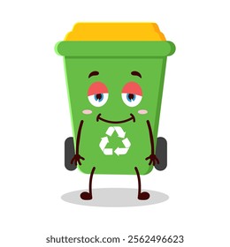 cute lazy expression of trash bin cartoon character
