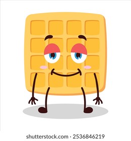 cute lazy expression of waffle character