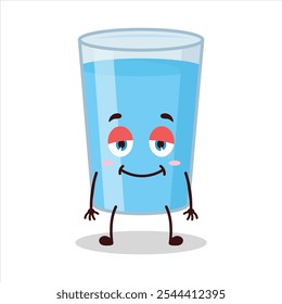 cute lazy expression of water in glass cartoon character