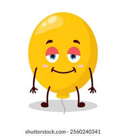 cute lazy expression of yellow balloon cartoon character
