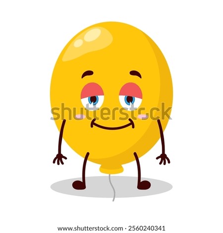 cute lazy expression of yellow balloon cartoon character

