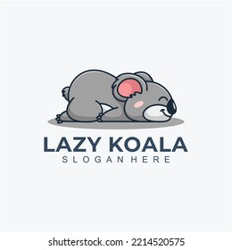 Cute Lazy Koala Character Mascot Design Template