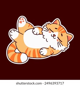 
cute and lazy orange cat illustration for t-shirt print or sticker