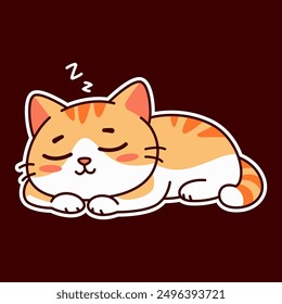 
cute and lazy orange cat illustration for t-shirt print or sticker