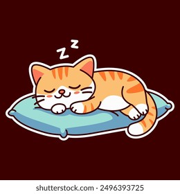 
cute and lazy orange cat illustration for t-shirt print or sticker