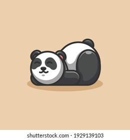 Cute lazy panda cartoon mascot